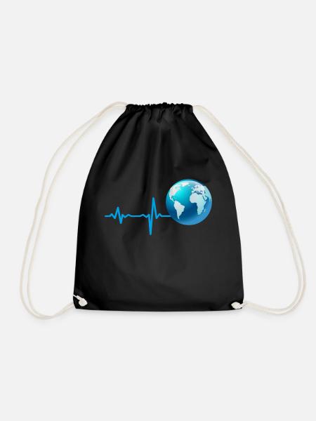 Geschenk Heartbeat Erde Welt Planet - Turnbeutel - Schwarz