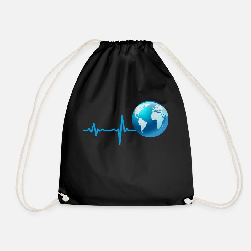 Geschenk Heartbeat Erde Welt Planet - Turnbeutel - Schwarz