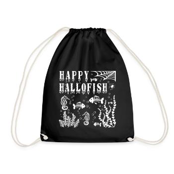 Happy Halloween -Lovely Hallo Fish Seaweed - White - Drawstring Bag - black - Front