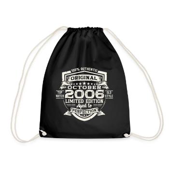 Original October 2006 16th Birthday Gift Cool - Drawstring Bag - black - Front