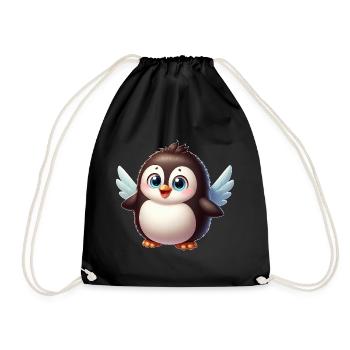 Süßer Pinguin Engel Cartoon Blaue Augen - Turnbeutel - Schwarz - Vorne