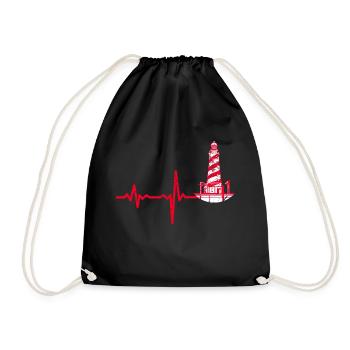 Geschenk Heartbeat Leuchtturm - Turnbeutel - Schwarz - Vorne