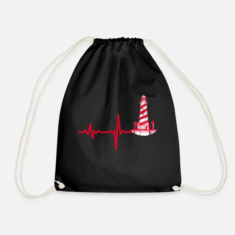 Gift Heartbeat Lighthouse - Drawstring Bag - black