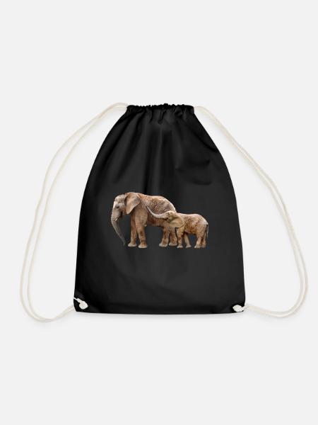 Elephant - Drawstring Bag - black