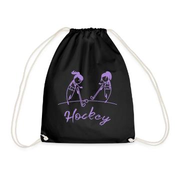 field hockey girl hockey player hockey game - Drawstring Bag - black - Front