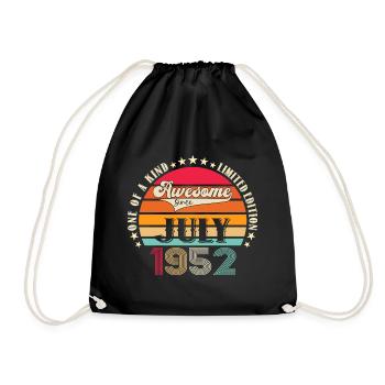 Awesome since July 1952 70th Birthday Men's Fun - Drawstring Bag - black - Front