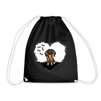 Dachshund Dackel Jagdhund Teckel Dackelfreund - Turnbeutel - Schwarz - Vorne
