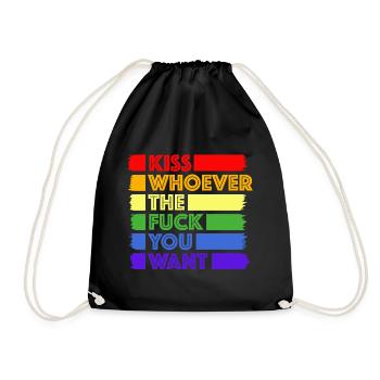 Kiss whoever the hell you want | gay, gay - Drawstring Bag - black - Front