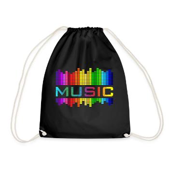 Music Musik Equalizer Regenbogen Tanz Rock-Konzert - Turnbeutel - Schwarz - Vorne