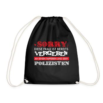 Polizei Shirt-Sexy Frau - Turnbeutel - Schwarz - Vorne