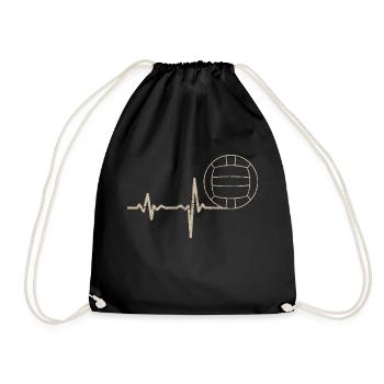Geschenk Heartbeat Volleyball - Turnbeutel - Schwarz - Vorne