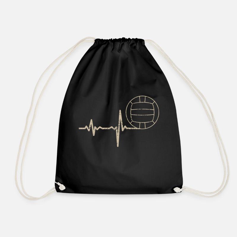 Gift heartbeat volleyball - Drawstring Bag - black