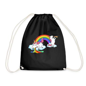Einhorn beim Kotzen Saufen - Turnbeutel - Schwarz - Vorne