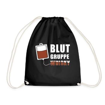 Blutgruppe Whisky | Whiskey Alkohol JGA Party Fun - Turnbeutel - Schwarz - Vorne