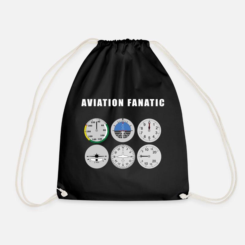 Aviation fanatic - Drawstring Bag - black