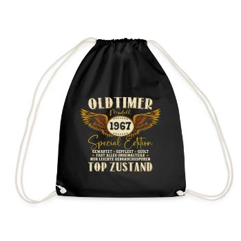 Oldtimer Jahrgang 1967 55. Geburtstag Geschenk Fun - Turnbeutel - Schwarz - Vorne
