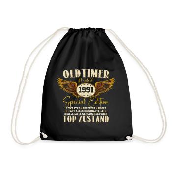 Oldtimer Jahrgang 1991 31. Geburtstag Geschenk Fun - Turnbeutel - Schwarz - Vorne