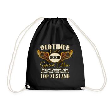 Oldtimer Jahrgang 2005 17. Geburtstag Geschenk Fun - Turnbeutel - Schwarz - Vorne