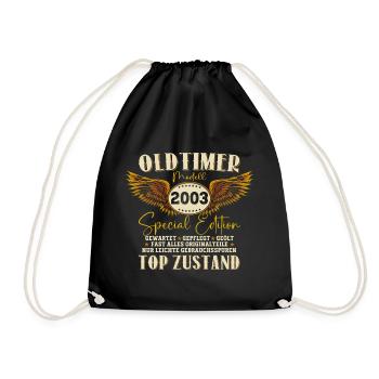Oldtimer Jahrgang 2003 19. Geburtstag Geschenk Fun - Turnbeutel - Schwarz - Vorne