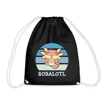 Boba Bubble Tea Axolotl Bobalotl - Drawstring Bag - black - Front