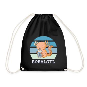 Boba Bubble Tea Axolotl Bobalotl - Drawstring Bag - black - Front