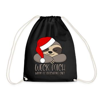 Paresseux Réveille-moi quand il y a des cadeaux - Sac de sport léger - noir - Devant