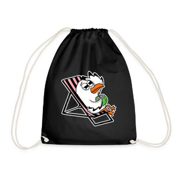 Seagull on the beach - Drawstring Bag - black - Front