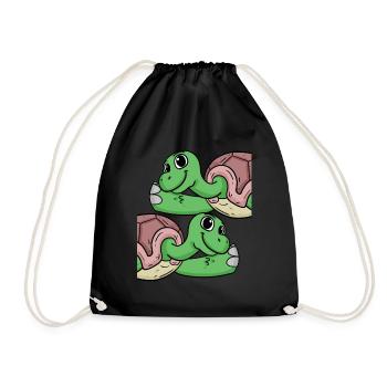 Turtle Turtles - Drawstring Bag - black - Front
