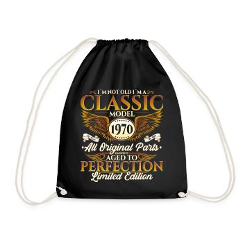 Born in 1970 Classic Birthday Gift Men - Drawstring Bag - black - Front