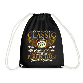 Born in 1977 Classic Birthday Gift Men - Drawstring Bag - black - Front