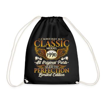 Born in 1990 32nd birthday gift Men's Fun - Drawstring Bag - black - Front