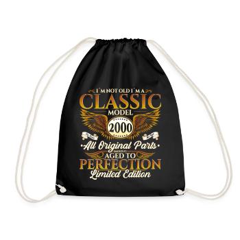 Born 2000 22nd Birthday Gift Men Fun - Drawstring Bag - black - Front