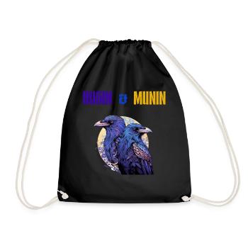 Hugin et Munin, les corbeaux d’Odin avec l’écriture - Sac de sport léger - noir - Devant
