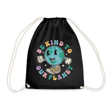 Be Kind To Our Planet Earth Day Vintage Retro - Turnbeutel - Schwarz - Vorne