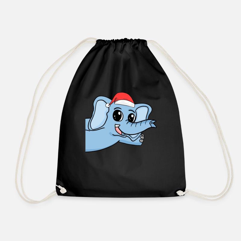 Elefant Weihnachten - Turnbeutel - Schwarz