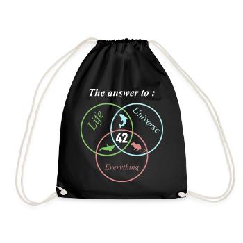 Die 42 Antwort auf das Leben Universum Alles Wissenschaft - Turnbeutel - Schwarz - Vorne