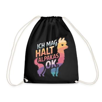Alpaca llama alpacas animal - Drawstring Bag - black - Front