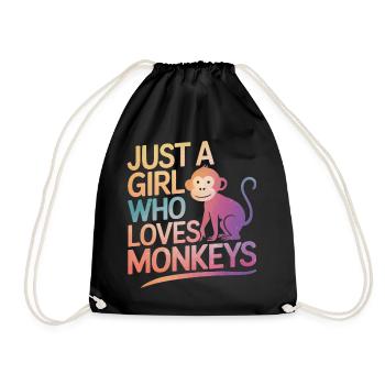 Monkey Monkey Animal Gorilla Chimpanzee - Drawstring Bag - black - Front