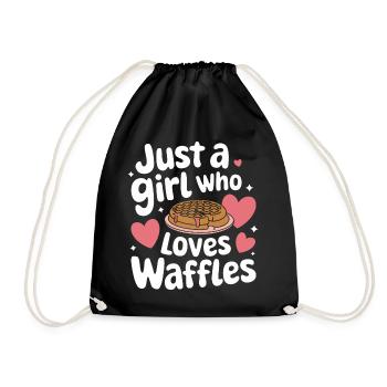 Waffeln Frühstück Süßigkeiten - Turnbeutel - Schwarz - Vorne