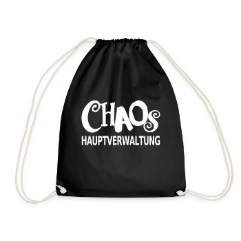 Chaos Hauptverwaltung lustiger Spruch Mütter Papa - Turnbeutel - Schwarz - Vorne