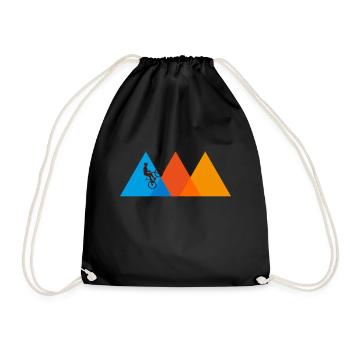 Mountain Biker | Mountain Bike Mountains Bicycle Retro - Drawstring Bag - black - Front