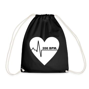 200 BPM UPTEMPO HEARTBEAT (white Design) - Turnbeutel - Schwarz - Vorne