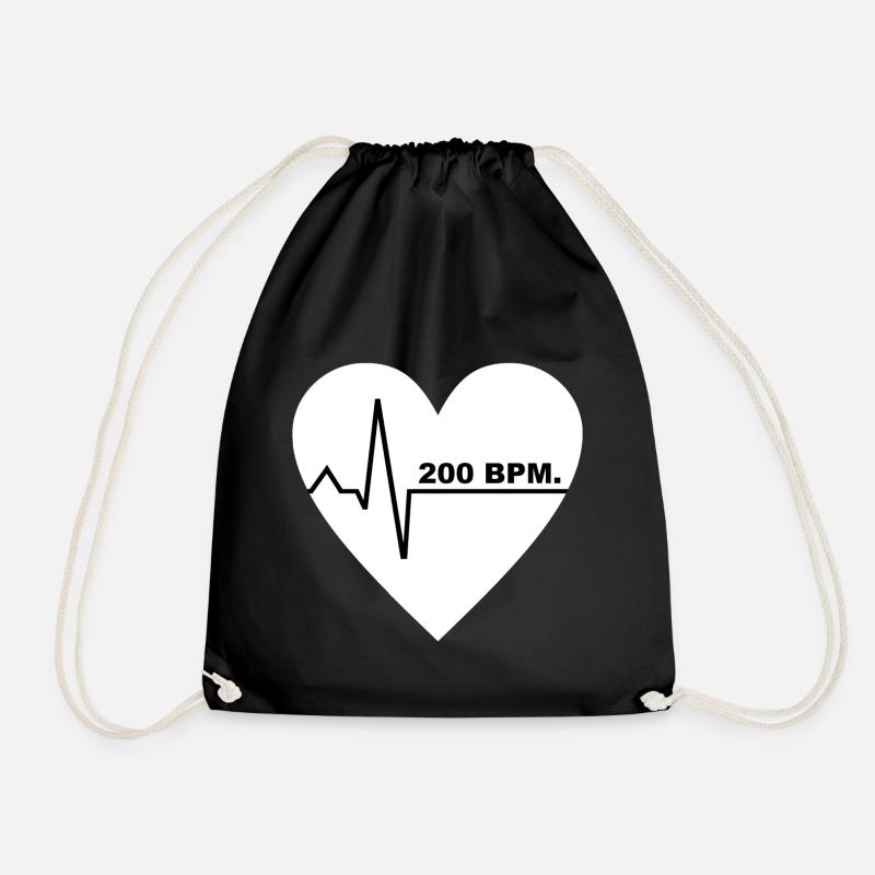200 BPM UPTEMPO HEARTBEAT (white Design) - Turnbeutel - Schwarz