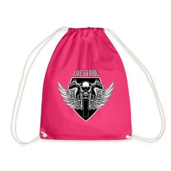 MOTORCYCLE BIKER ROCKER CUSTOM BIKE - Drawstring Bag - fuchsia - Front