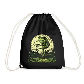 Cottagecore Frosch am Fahrrad - Turnbeutel - Schwarz - Vorne