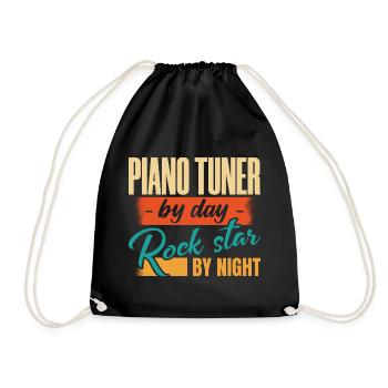 Piano Tuner By Day Rock Star By Night - Drawstring Bag - black - Front