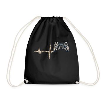 Shirt Geschenk Heartbeat Spielkonsole - Turnbeutel - Schwarz - Vorne