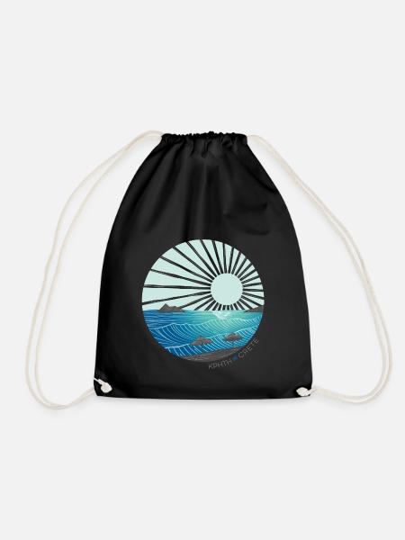 I ♥ Crete // Crete / Sunset by the Sea - Drawstring Bag - black