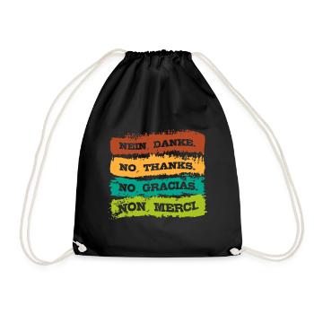 Nein, danke. In verschiedenen Sprachen - Turnbeutel - Schwarz - Vorne