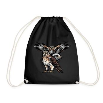 Red kite Bird of Prey Milvus Milvus Bird - Drawstring Bag - black - Front